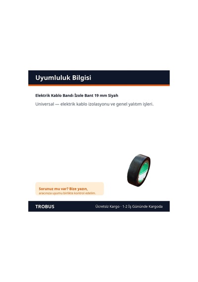 Trobus Elektrik Kablo Bandı İzole Bant 19 Mm Siyah