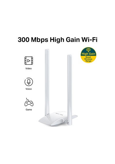 TP-Link MERCUSYS MW300UH 300 Mbps HIGH GAIN Wireless USB ADAPTER MICRO USB 2.0 2 EXTERNAL  ANTENNAS