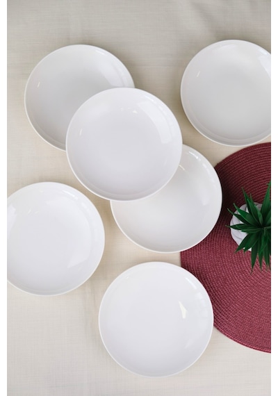 Tabak Evi Porselen Chic Çukur Tabak 19,50cm 550cc 6 Lı Krem