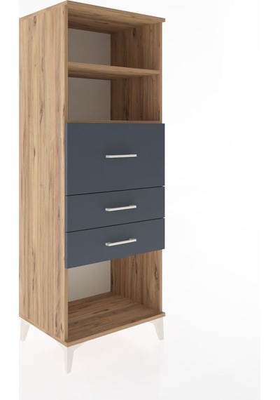 Hyperion Dolap 2 Raflı 3 Çekmeceli 60x44x163 Çam-antrasit Çam