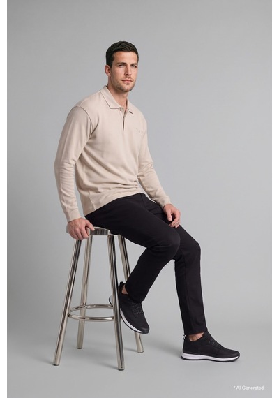 Defacto Regular Fit Düğmeli Polo Yaka Basic Sweatshirt I2039ax26wner37 Ekru-er37