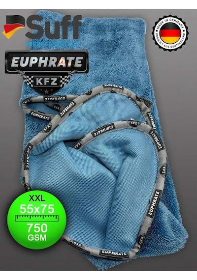 Euphrate 2 Adet Mikrofiber Oto Kurulama Ve Temizlik Alman Tank Bezi 75x55 Cm. 750 Gsm