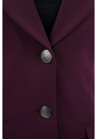 Velnara Moda Mürdüm Modern Klasik Kadın Takım Elbise - Düğme Detaylı Ceket & İspanyol Paça Pantolon Mürdüm - 942450642 Mürdüm