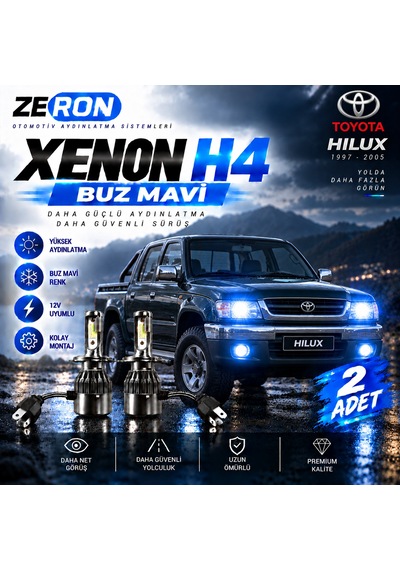Toyota Hilux Xenon H4 Buz Mavi Led Far Ampulü 12v - 2 Adet Yüksek Aydınlatma Kolay Montaj