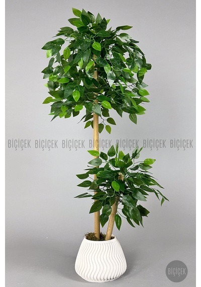 Yapay Benjamin Ağacı 140cm Spiral Saksıda Leylek Model Beyaz