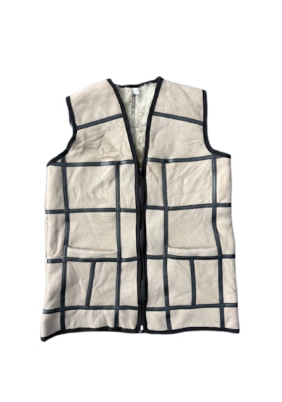 Ln Leather Özel Üretim Patchwork -süet Gerçek Deri Çocuk Yelek 5-6 Yaş Bej