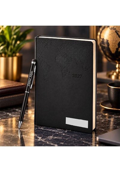 Bk Gift Kişiye Özel 378 Termo Deri Tarihli Ajanda & Siyah Touch Pen Tükenmez Kalem-17