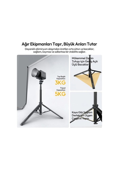 Ulanzi Mt93 160cm Otomatik Açılır Uka Ball Head Quick Release Alüminyum Tripod - T202