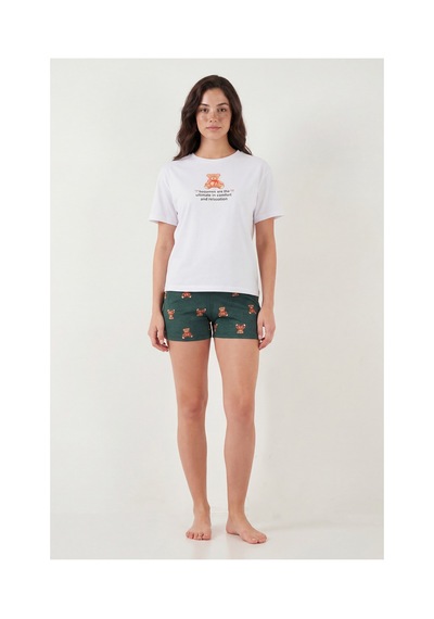Lela Bayan Pijama Takımı 65790782 Beyaz-yeşil
