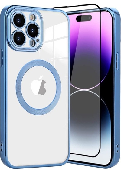 Smcase Apple Uyumlu iPhone 14 Pro Max Kılıf Kamera Korumalı Omega Lazer Silikon Tam Kapatan Ekran Koruyucu Siyah