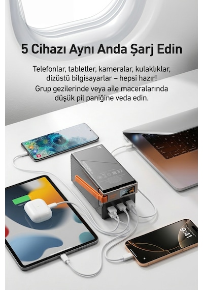 50000mah Powerbank 30 Pd 22.5 Qc/scp Hızlı Şarj Dijital Göstergeli Taşınabilir Şarj Cihazı