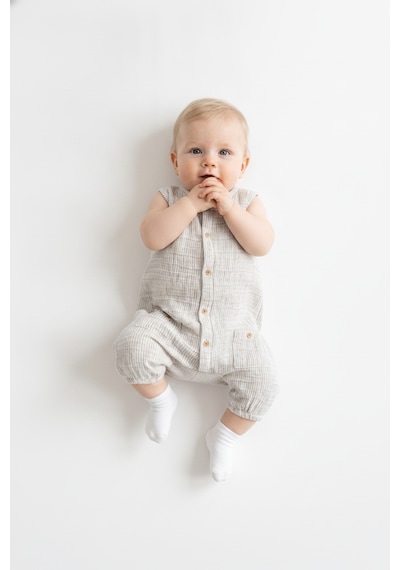Tiffany Baby & Kids Lycra Müslin Tasarımlı Uzun Atlet Tulum gri