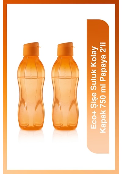 Eco Şişe Kolay Kapak Suluk Ve Matara Papaya 2'li 750ml Turuncu