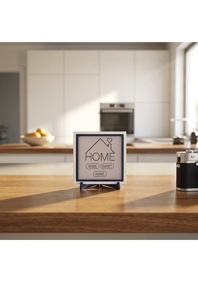 Home Sweet Home Silüetli Modern Dekoratif Parça, Ev Ve Ofis Dekoru İçin Özel Tasarım 10x10 Cm