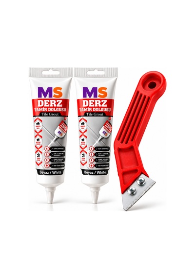 2 Adet Beyaz Hazır Derz Arası Tamir Dolgusu 380 Gr + Kazıyıcı Fayans Seramik Yenileyici Yenileme