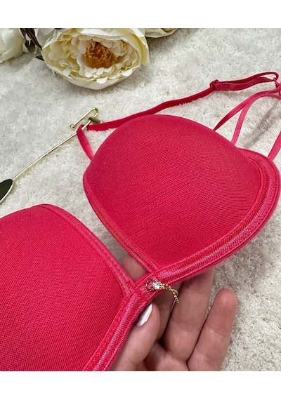 Le Jardin Valeria Biyeli Taşlı Mikro Push-up Arkası İp Detaylı Sü Nar Çiçeği