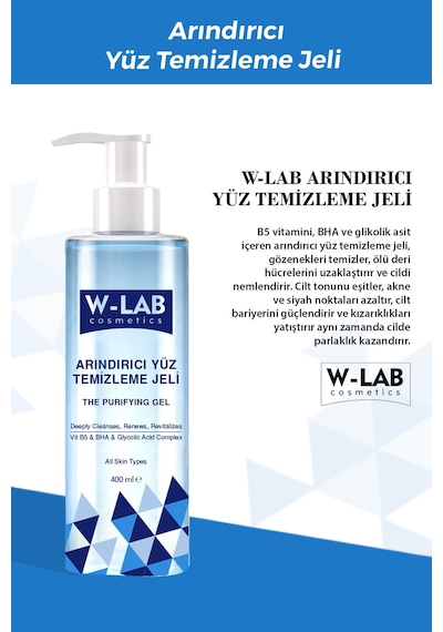 W-Lab Cosmetics Arındırıcı Yüz Temizleme Jeli 400 ML