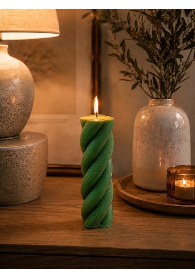 Emerald Twist Spiral Mum Yeşil