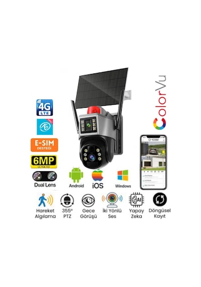 Okam 7015 4g 6mp Dual Lens Güneş Panelli