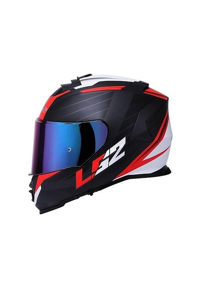 Ls2 Storm 2 Nerve Kırmızı Kapalı Motosiklet Kaskı Gökkuşağı Camlı Siyah - Beyaz