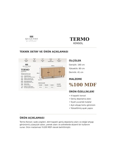 Termo Konsol Kapaklı Ahşap