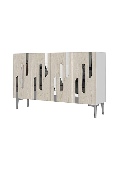 Ka1229bts Ece Konsol Ve Tv Sehpası Beyaz-traverten-silver 120cm