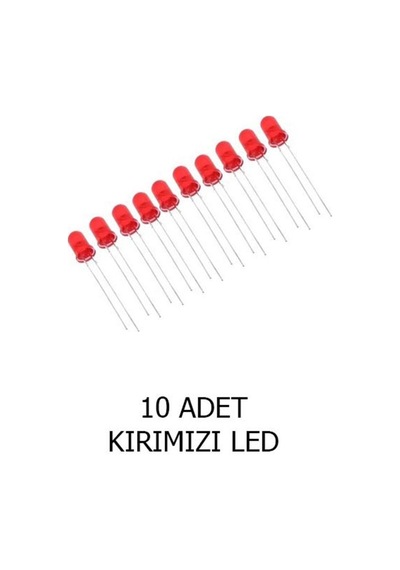 5mm Kırmızı Mantar Led Diyot Yüksek Parlaklık - 10 Adet Paket