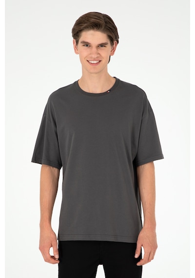 U.S. Polo Assn. Erkek Oversize Fit Bisiklet Yaka Antrasit Tişört 50294288-VR006