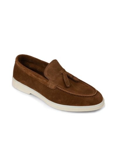 Deery Erkek Hakiki Süet Taba Rengi Püsküllü Loafer - 02027mtbac01 Taba