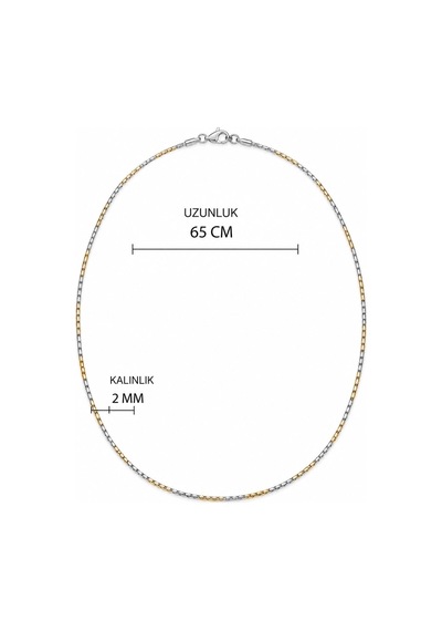 Erkek Geçmeli Düz Sıra Venedik Sar- Beyaz Zincir Kolye 2 Mm 65 Cm Gümüş