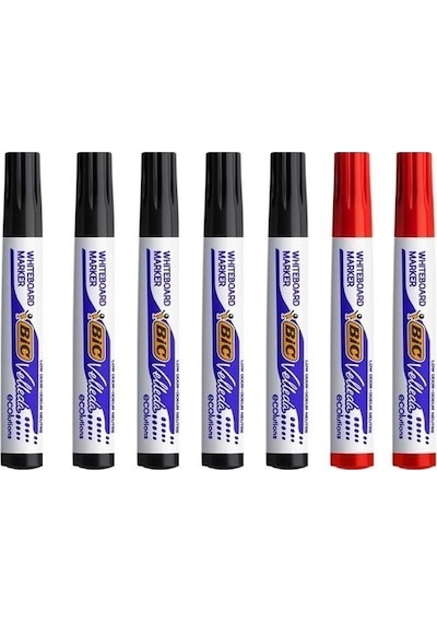 Bic 1701 Velleda Tahta Kalemi Seti - 5 Siyah + 2 Kırmızı