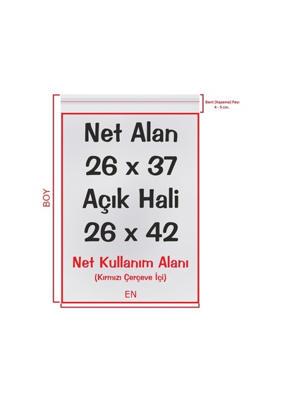 26 x 37+5 (26*42) CM. 250 Adet - Şeffaf Bantlı Yapışkanlı Jelatin P