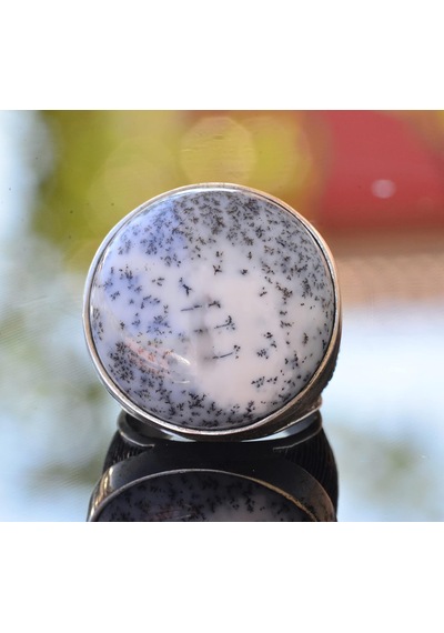 Gerçek Dendritik Opal Taş Yüzük - Büyük Yüzük - 925 Ayar Gümüş Gümüş
