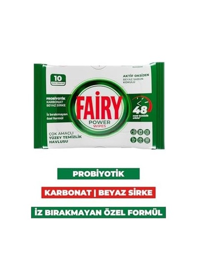 Power Wipes Yüzey Temizlik Havlusu 10 Yaprak Beyaz Sabun Beyaz Sirke & Karbonat 0