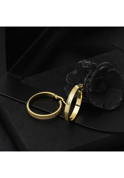 Bilezikci Halka Küpe Versaceli 14 Ayar Altın 3,5 Cm Çaplı Kphas14k30250