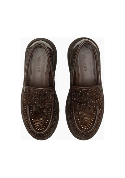 Acacia Kahve Taş Detaylı Kadın Loafer Ayakkabı
