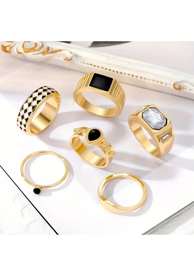 Girift Vintage Rina 9 Adet Punk Stili Gold Yüzük Seti Altın