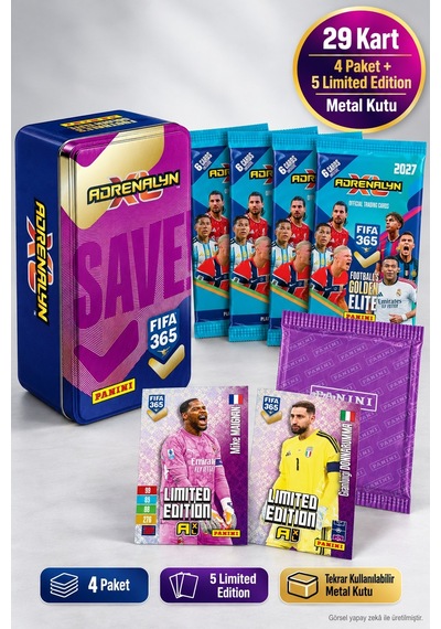 Panini Fıfa 365 2027 Mor Save Metal Kutu 29 Kart 5 Limited Edition Futbolcu Kartı
