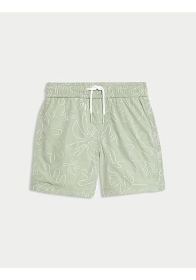 Marks & Spencer ​İşlemeli Yaprak Desenli Yüzme Şortu (2–8 Yaş)​ T88004012W Yeşil
