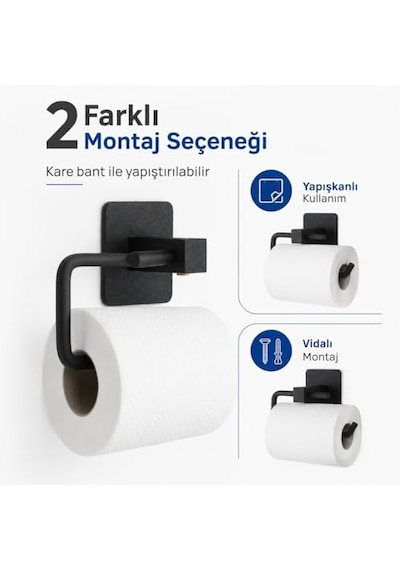 Yapışkanlı Siyah Kare Açık Tuvalet Kağıtlığı Wc Kağıtlık Tuvalet Kağıdı Askısı Diğer