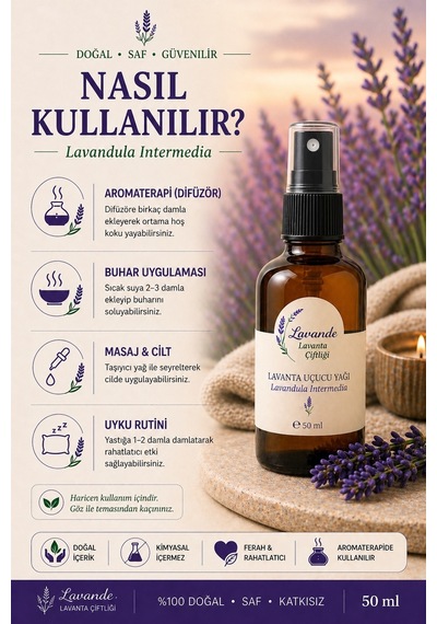 Lavande Lavanta Çiftliği Lavanta Yağı L.Angustifolia Sprey 50 ML