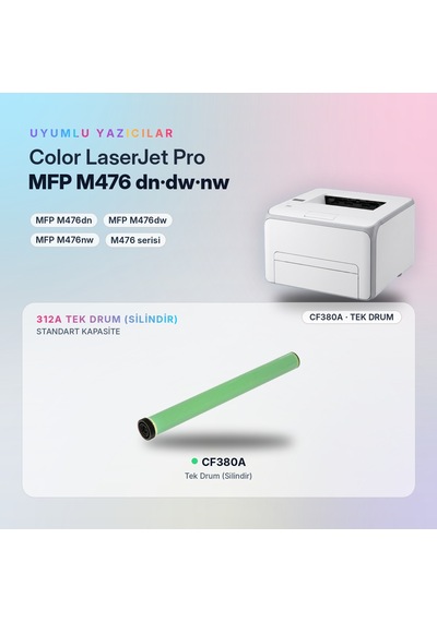 Hp 312a Cf380a Tek Drum Silindir / Color Laserjet Pro Mfp M476dn / M476dw / M476nw