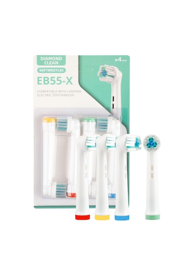 Diamond Cleaning Eb55-x Oral-b Şarjlı Ve Pilli Diş Fırçası Uyumlu 4 Adet Yedek Başlık Beden: T