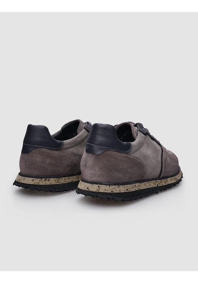 %100 Hakiki Deri Vizon Süet Bağcıklı Erkek Sneaker-vizon Vizon