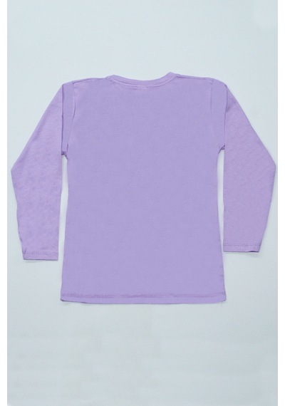 Hçm Kız Çocuk Uzun Kollu Tshirt Pullu Harf Baskılı Bisiklet Yaka E9 Lila