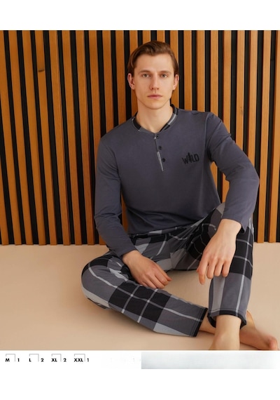 Pijamoni Erkek Süprem Uzun Kol İnce Pijama Takımı 6300 / 13 - 1 Adet 001