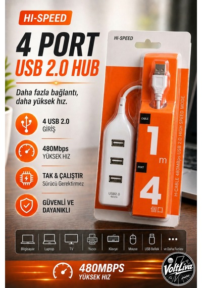 Usb Çoğaltıcı Usb 2.0 - 4 Port - Beyaz