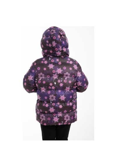 Spor Kız Çocukçiçek Desen Polar Su Ve Rüzgar Geçirmez Kapüşonlu Şişme Mont-95 Mor