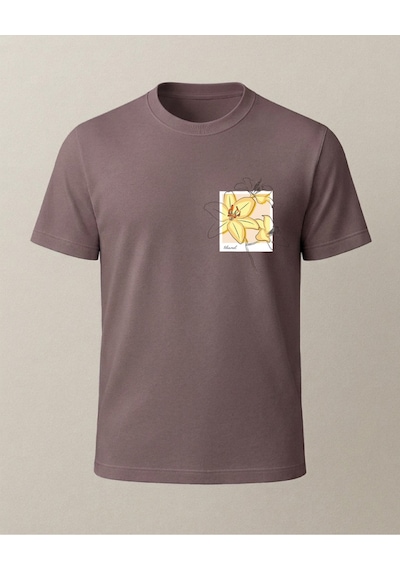 Bahar Çiçekleri Baskılı T-shirt Kahverengi