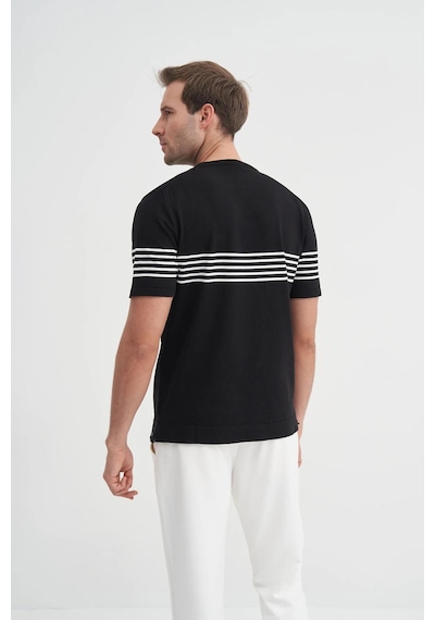 Cazador 3040 Erkek Bisiklet Yaka Triko T-shirt Siyah